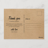 Bruiloft foto dank u rustieke Kraft Boho Briefkaar Briefkaart (Achterkant)