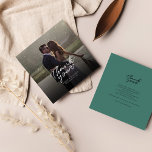 Bruiloft foto hand geletterd dank u notitiekaartje<br><div class="desc">Een geweldige en doordachte manier om je vrienden,  familie en collega's te bedanken die je hun aanwezigheid op je trouwdag hebben gegrepen met deze moderne foto. Dank je kaarten met een script dat met de hand geschreven is: "Dank je" en een liefdeshart.</div>