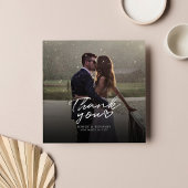 Bruiloft foto hand geletterd dank u notitiekaartje