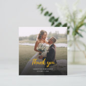 Bruiloft Foto Hand-Lettered Koppels Dank u kaart (Staand voorkant)