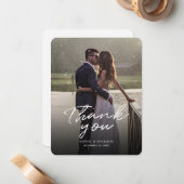 Bruiloft foto handgeschreven dank u notitiekaartje (Voorkant / Achterkant in situ)