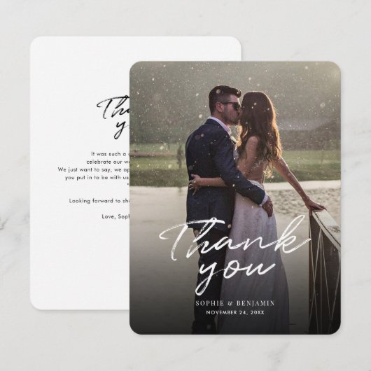 Bruiloft foto handgeschreven dank u notitiekaartje (Voorkant / Achterkant)