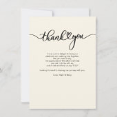 Bruiloft foto handgeschreven dank u notitiekaartje (Achterkant)