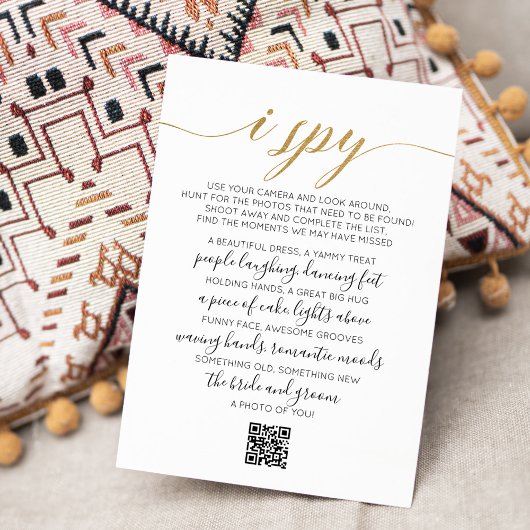 Bruiloft Foto Hunt Spel I Spy Game QR Code Kaart Notitiekaartje