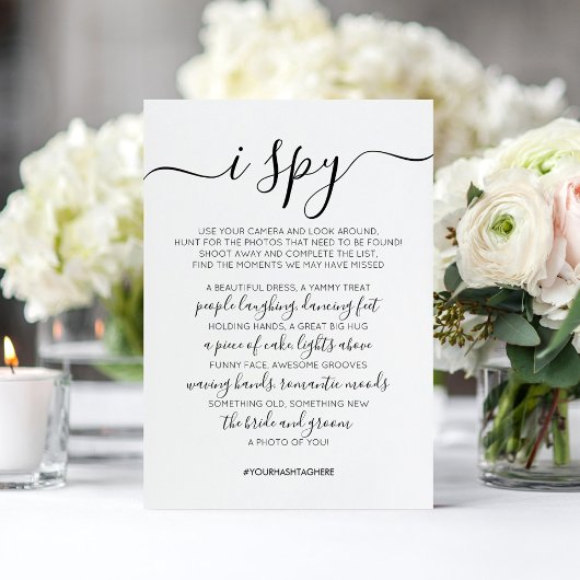 Bruiloft Foto Hunt Spy Game Kaart Notitiekaartje