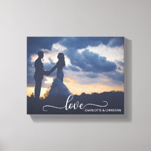 Bruiloft FOTO Keepsake LIEFDE + Namen Canvas Afdruk