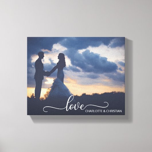 Bruiloft FOTO Keepsake LIEFDE + Namen Canvas Afdruk (Voorkant)