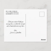 Bruiloft foto krullende kalligrafie dank u briefkaart (Achterkant)