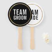 BRUILOFT FOTO PROP modern zwart wit goud Handwaaier (Voorkant en achterkant)