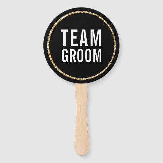 BRUILOFT FOTO PROP modern zwart wit goud Handwaaier (Voorkant)