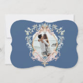 Bruiloft foto Regency Era Blauw Monogram Save The Date (Achterkant)