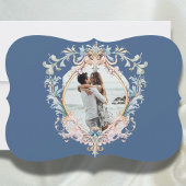 Bruiloft foto Regency Era Blauw Monogram Save The Date