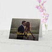 Bruiloft foto u handgeschreven dank u goud folie wenskaart (Orchidee)