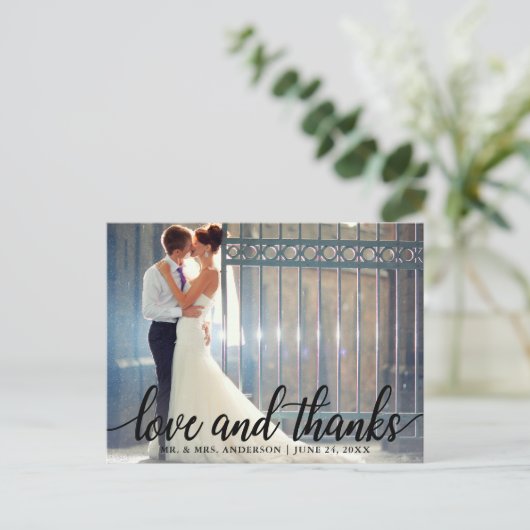 Bruiloft Foto van Liefde en Dank Mr. en Mrs. Briefkaart (Staand voorkant)