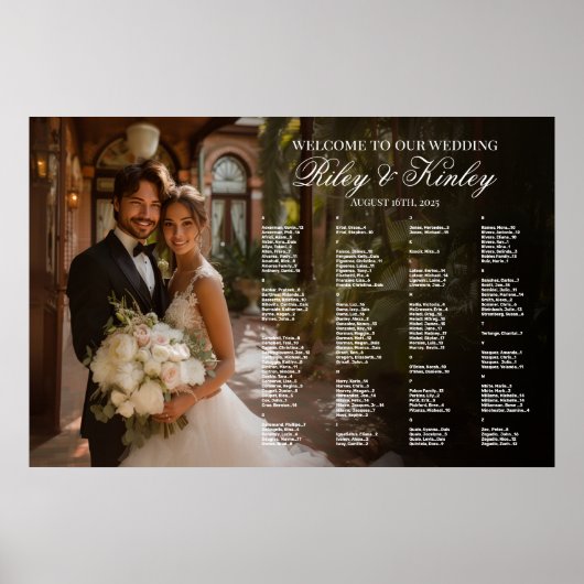 Bruiloft foto zitgrafiek alfabetisch poster (Voorkant)