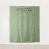 Bruiloft Fotobooth Achtergrond Typografie Sage Gro Wandkleed (Voorkant)