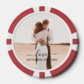 Bruiloft Fotogeheugen Liefde Script Jubileum Favor Poker Chips (Voorkant)