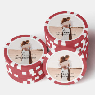 Bruiloft Fotogeheugen Liefde Script Jubileum Favor Poker Chips