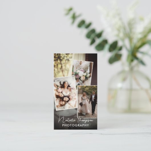 Bruiloft Fotograaf Afbeelding Upload QR Code Boho Visitekaartje (Staand voorkant)