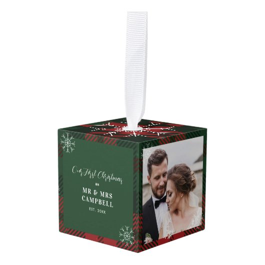 Bruiloft foto's Koppels Eerste Kerstmis Plaid Decoratie (Voorkant hoekig)