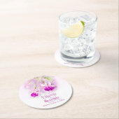 Bruiloft fuchsia waterverf kunst papier onderzette ronde kartonnen onderzetter (Insitu)