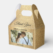 Bruiloft Gable Favor Box - Gouden Glitter Bedankdoosjes (Voorkant Zijde)