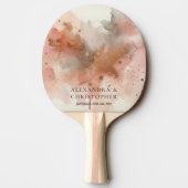 Bruiloft Game Roos Gouden Stof Waterverf Handteken Tafeltennisbatje (Achterkant)