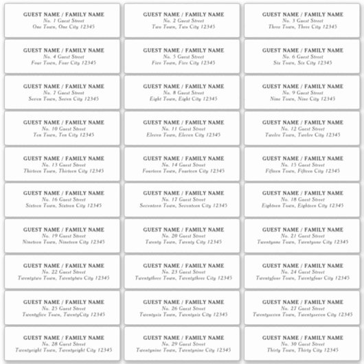 Bruiloft Gast Adres Label 30 Aparte Adressen (Voorkant)