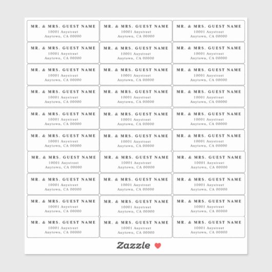 Bruiloft Gast Adresetiketten Sticker (Vel)