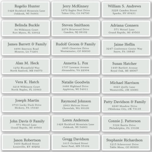  bruiloft gast adresetiketten Stickers (Voorkant)