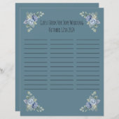 Bruiloft Gast Boek Blad (Voorkant / Achterkant)