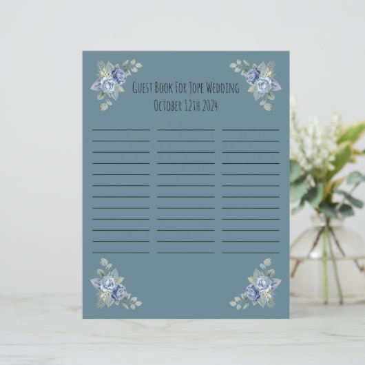 Bruiloft Gast Boek Blad (Staand voorkant)