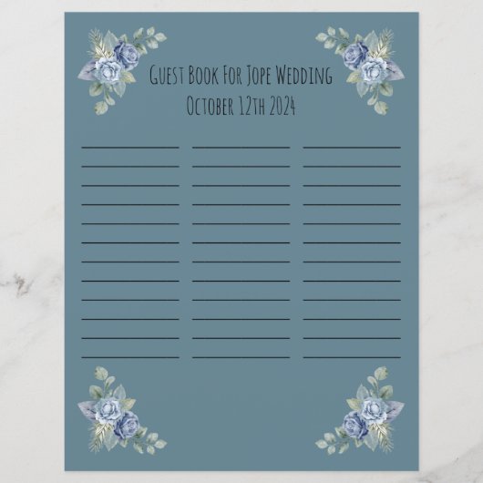 Bruiloft Gast Boek Blad (Voorkant)