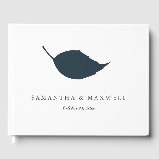 Bruiloft Gast Boek Blauw Blad (Voorkant)