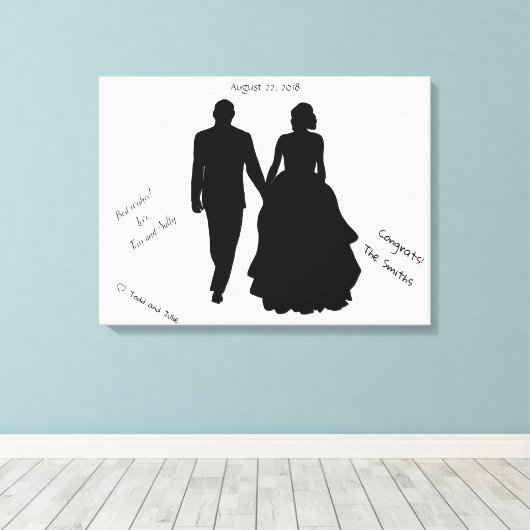 Bruiloft Gast Boek Paar Silhouet Canvas (Insitu (Houten vloer))