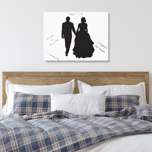 Bruiloft Gast Boek Paar Silhouet Canvas (Insitu (Slaapkamer))
