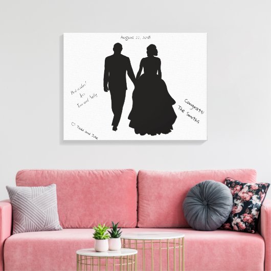 Bruiloft Gast Boek Paar Silhouet Canvas Afdruk (Insitu (Woonkamer))
