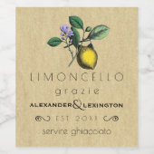 Bruiloft Gast Favor Limoncello Label | Wijn Etiket (Enkel label)
