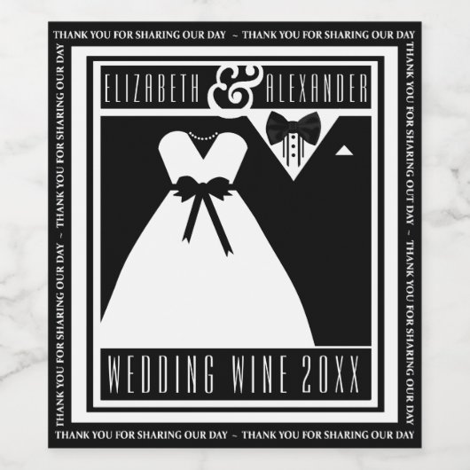 Bruiloft Gast Favor Wijnfles Label Gepersonaliseer Wijn Etiket (Enkel label)