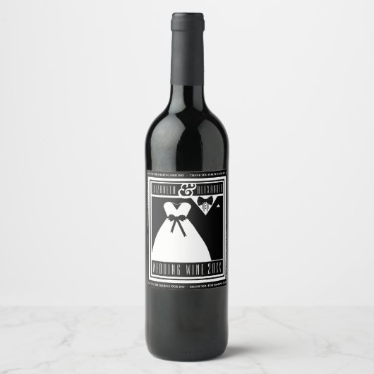 Bruiloft Gast Favor Wijnfles Label Gepersonaliseer Wijn Etiket (Voorkant)