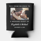 Bruiloft Gast Gepersonaliseerde Foto Zwart Blikjeskoeler (Voorkant)