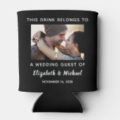 Bruiloft Gast Gepersonaliseerde Foto Zwart Blikjeskoeler (Achterkant)