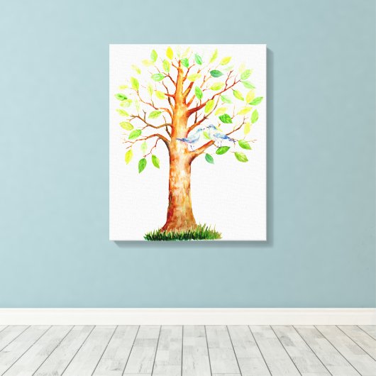 Bruiloft Gast Signing Tree Canvas Afdruk (Insitu (Houten vloer))