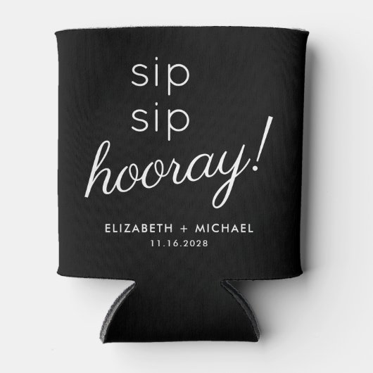 Bruiloft Gast Sip Hoera Zwart Blikjeskoeler (Voorkant)