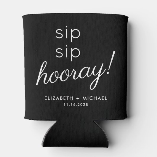 Bruiloft Gast Sip Hoera Zwart Blikjeskoeler (Achterkant)