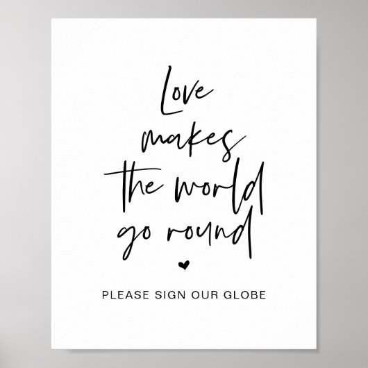 Bruiloft gast Wereldbol, liefde maakt de wereld ro Poster (Voorkant)