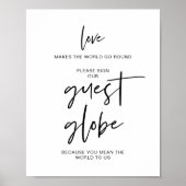 Bruiloft gast Wereldbol, liefde maakt de wereld ro Poster (Voorkant)