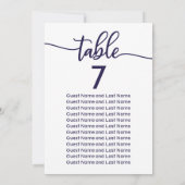 Bruiloft Gast Zitplaatsen Elegant Chique Navy Blau Kaart (Achterkant)