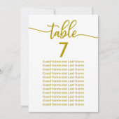 Bruiloft Gast Zitplaatsen Elegante Gouden Kalligra Kaart (Voorkant)