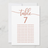 Bruiloft Gast Zitplaatsen Roos Gouden Kalligrafie Kaart (Voorkant)